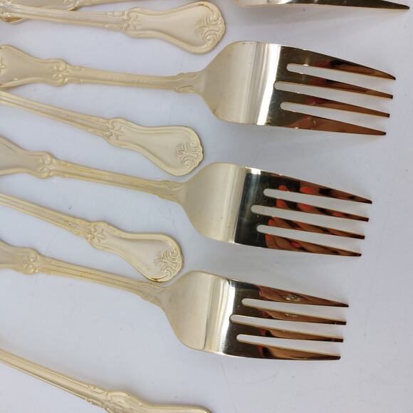 Alco Gold Tone Flatware Hollywood Regency 18 Pcs. Forks - Picture 16 of 16